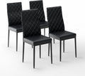 Modern Dining Chairs Set of 4, PU Leather & Curved Back, Black | Small Space, 38.2"H x 16.2 "W x 19.1" D, 330lbs Capacity, Thick Cushions Kitchen Chair, Dining Room, Living Room, Apartment