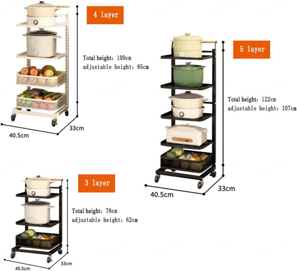 Kitchen Pan Storage Rack with 3 Pan Stands 2 Boards and 1 Basket Cupboard nizer for Hot Saucepans