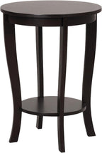 SlickBlue Space-Saving 2-Tier Round End Table with Premium Wood Legs and Floor Protection