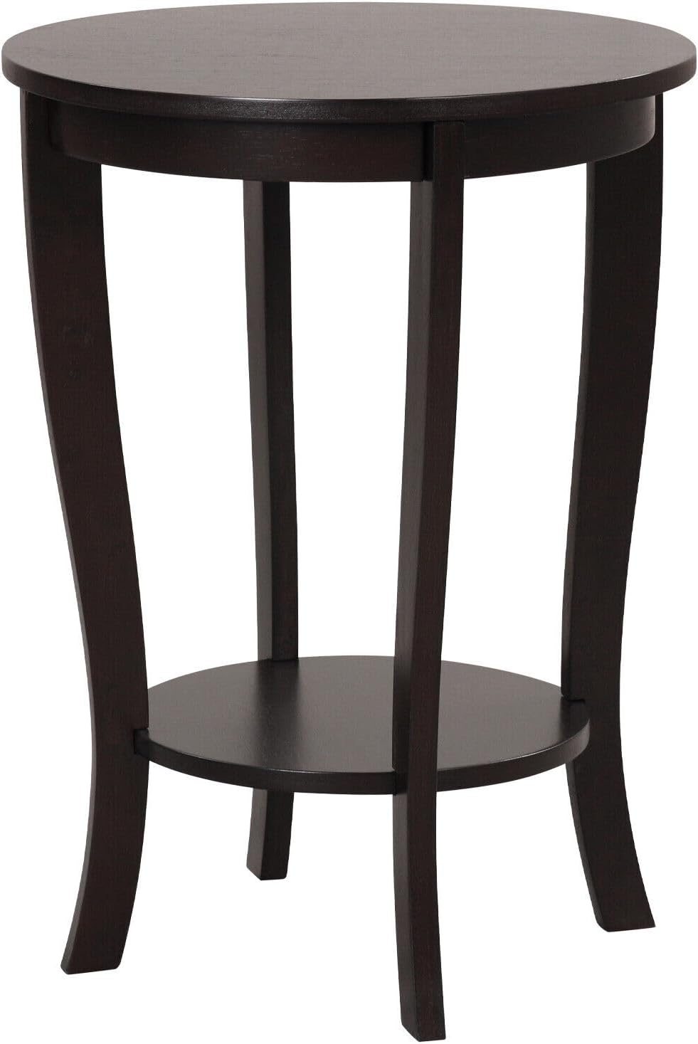 SlickBlue Space-Saving 2-Tier Round End Table with Premium Wood Legs and Floor Protection