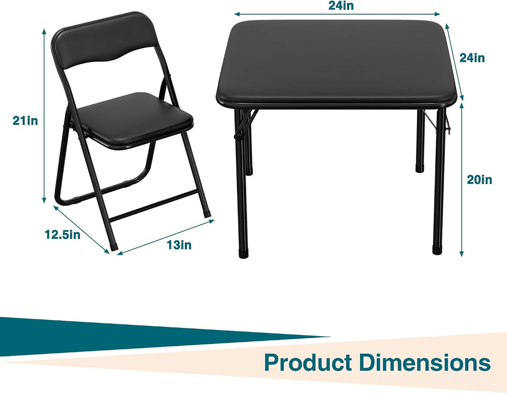 CABIHOME Kids Folding Table & Chair Set 3pc PU Padded Cushion No Tools Needed Toddler