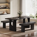 Tribesigns Farmhouse Wooden Dining Bench, 47" Indoor Entryway Bench with Sturdy Frame for Dining Room, Livingroom, Hallway, End of Bed (Black)