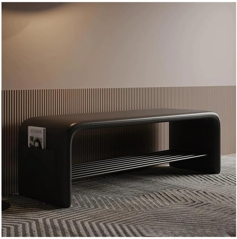 Modern Doorway Shoe-Changing Stool Shoe Cabinet Storage Two-Purpose Bedroom Simple Bedside Bench for Sitting Entryway(Black,Medium)