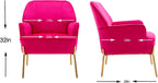 Comfy Velvet Accent Chair with Glam Metal Legs for Dining Room Bedroom Living Room Beauty(Rose red)
