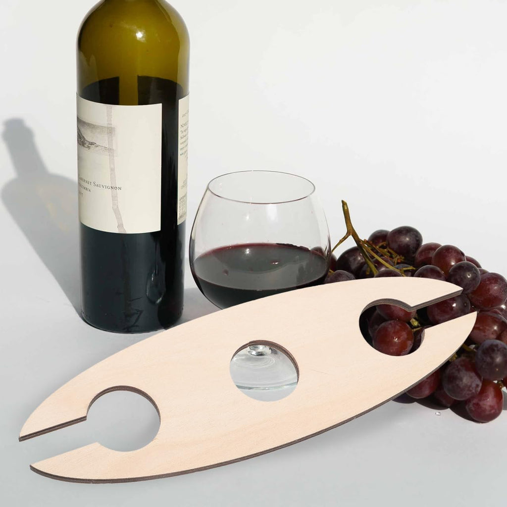 Cabilock Wooden Wine Rack with Glass Holder Compact Wine Display Stand for Home Kitchen Bar Office 8.66X2.75X0.19 Inch