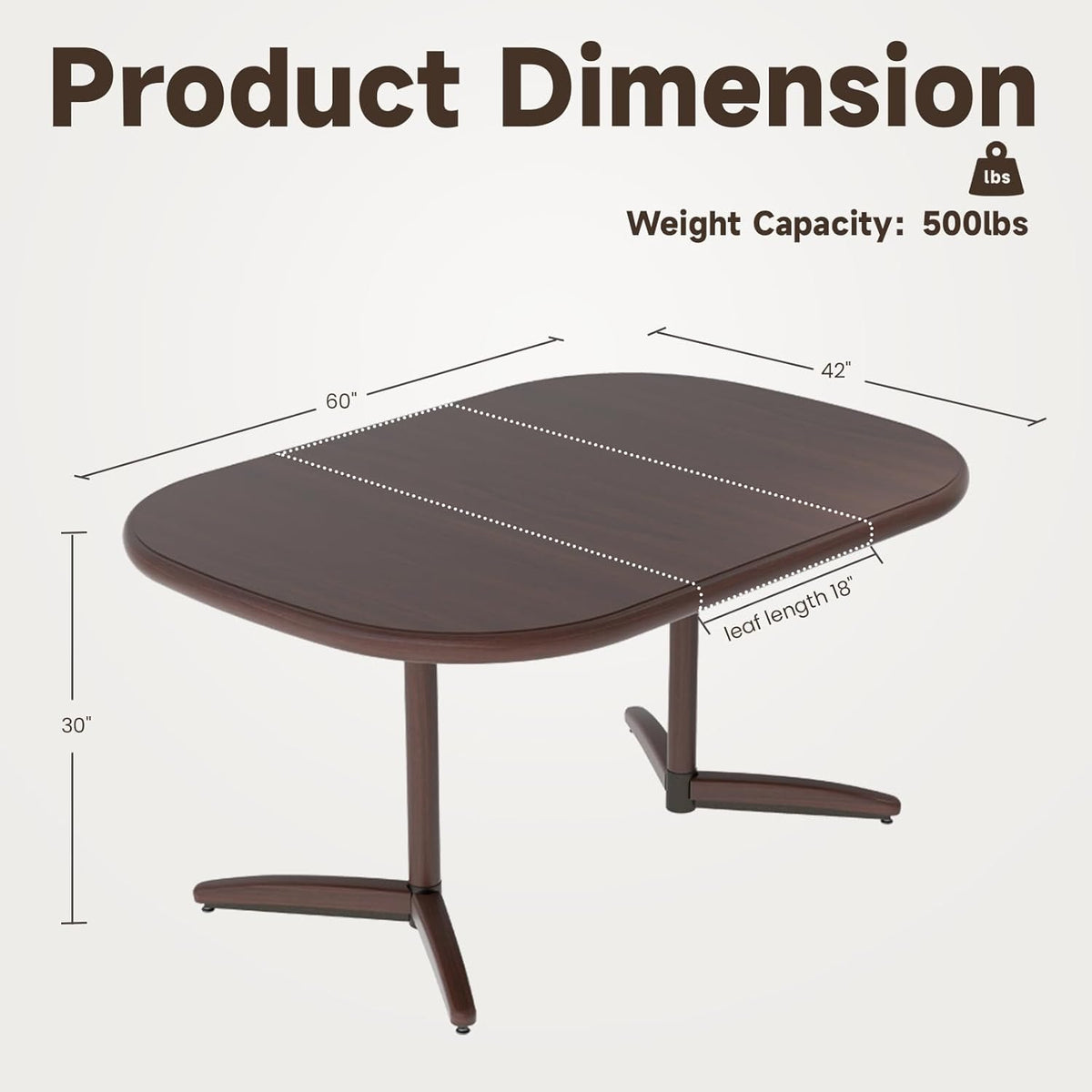 Chromcraft Table for 4 Person and 6 Person, Extendable Wooden Kitchen Room Table with 18" Extension Leaf (Walnut)