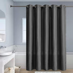 Furlinic No Hook Extra Long Shower Curtain 96 Length,Polyester Fabric Bathroom Curtain with 10 Split Plastic Built-in Hooks,Waterproof & Machine Washable,Dark Grey,78 x 96 Inch