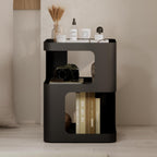 Modern Side Table for Sofa & Couch,Black Metal Bedside Table,3 Tier end Tables with Storage for Living Room & Bedroom,Compact Nightstand for Small Spaces,No Assembly Required