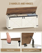 Hzuaneri 47" Farmhouse Storage Chest and Bench | 59 Gal | 330lb Seat | FSC Wood | Soft-Close Hinges | Storage for Bedroom, Living Room, Entryway | Easy Assembly | SB12114X