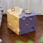 Coffee Table Cheese-Shaped Triangle Resin Side Table Multifunctional Sofa Stool Nightstand for Small Living Room Long-Lasting(Purple,L)