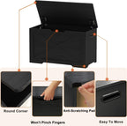 Timberer Storage Chest, Wooden Storage Bench, Entryway Shoes Bench with 2 Safety Hinges, for Living Room, Bedroom, 15.7 x 31.5 x 18.9 Inches, Black