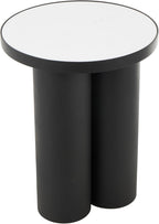 Deco 79 Metal Side End Accent Table End Table with White Marble Tabletop, Side Table 16" x 16" x 20", Black