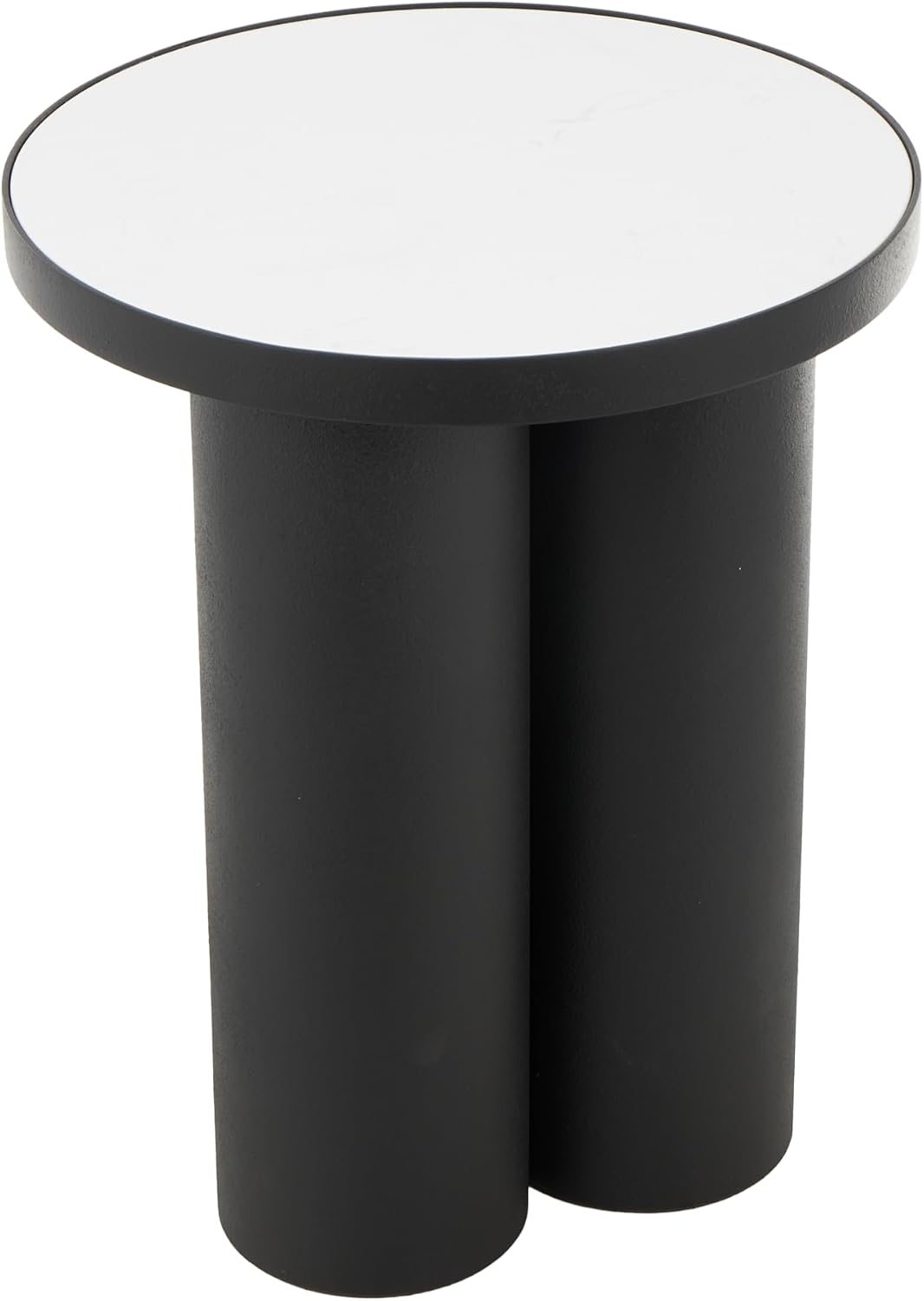 Deco 79 Metal Side End Accent Table End Table with White Marble Tabletop, Side Table 16" x 16" x 20", Black