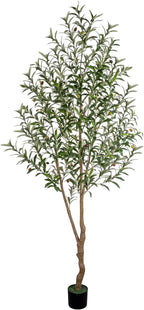7FT Olive Tree Artificial Indoor, 84in Tall Faux Olive Tree with Pot, Fake Potted Tree with Fruits for Home Office Decor