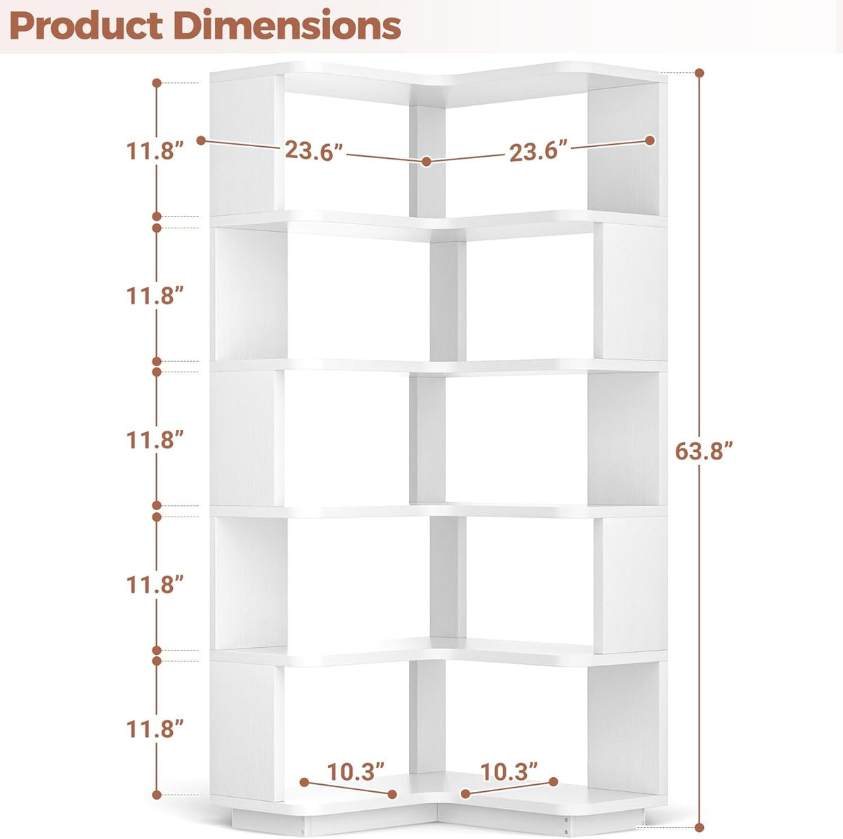 Besiost Corner Book Shelf, 6-Shelf Corner Bookshelf for Small Corner Spaces