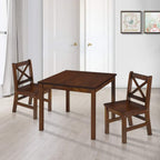 eHemco Solid Hard Wood Kids Table and Chair Set, Coffee, 3 Piece | 2 Chairs Included, Rubberwood