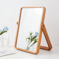 ZOROSY Desk Makeup Mirrors with Wood - Rectangle Wall-Mounted Mirrors Table Mirrors for Living Room Bedroom Birthday Gifts (10.5" L x 7.8" W)