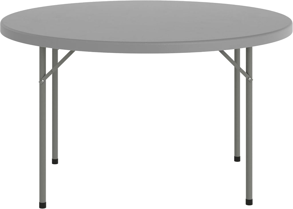 Flash Furniture 4 ft Plastic Round Folding Table, Dark Gray | Durable Construction, Commercial Use