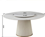 Round Marble Dining Table, Dining Table Faux Marble Stone Top Dining Room Set for 6-8 (White Tabletop, 59in Only Table with Lazy Susan)