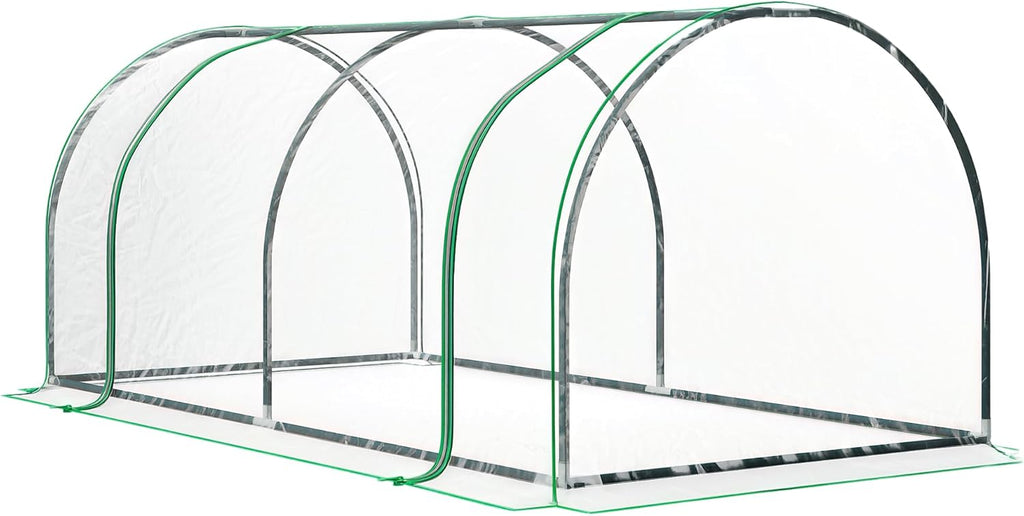Outsunny 7' x 3' x 2.5' Mini Greenhouse, Portable Tunnel Green House with Roll-Up Zippered Door, UV Waterproof Cover, Steel Frame, Clear