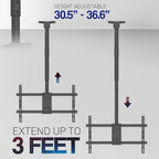 VIVO Black TV Ceiling Mount for 43 to 86 inch Screens, MOUNT-VC86-3 | Full Swivel, Telescoping Height Adjustment, 3ft Extension Pole, Fits Pitched/Vaulted Roof, Max VESA 600x400mm, Holds 132 lbs