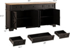 BestHaped 65 Inch Farmhouse Buffet Cabinet with Storage, Black Sideboard Buffet Cabinet with Adjustable Shelves & 3 Drawers, Buffet Table Coffee Bar Wine Bar Storage for Kitchen & Living Room