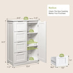 Gizoon Small Pantry with Door and Shelves, 33'' Kitchen Pantry Storage Cabinet Freestanding Samll Coffee Bar Cabinet with 4 Drawers for Kitchen and Dining Room, White, Painted