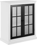 Crosley Furniture Cecily Stackable Pantry Storage Cabinet with Shelves, Kitchen, Dining, or Laundry Room, White/Matte Black