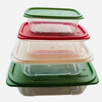 Plastic Food Storage Container Set, 4 Containers with Lids, Assorted Colors (RECTANGULAR MERRY)