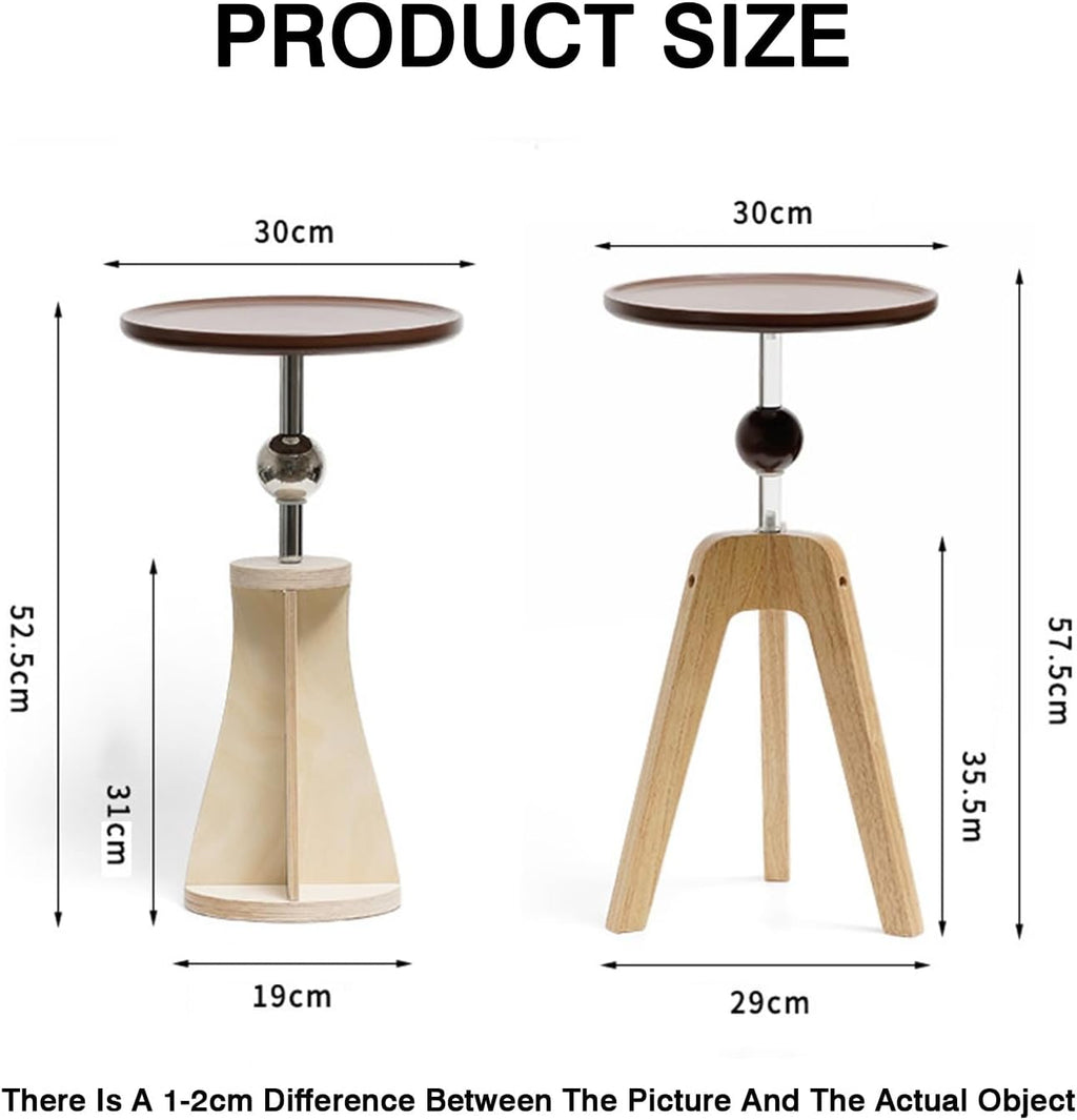Movable Small Side Table for the Living Room or Bedside—Suitable for Displaying Ornaments; Features a Wooden Base