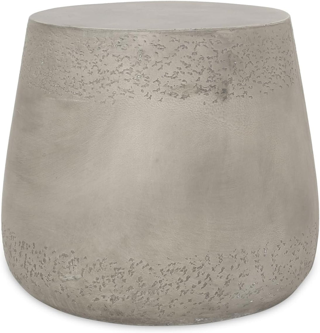 Modern Unique Design Side Table Indoor Outdoor Accent Table,Weatherproof Magnesium Oxide End Table for Living Room Bedroom Night Stand Bedside Table,No Need Assembly (Gray, 19''Lx19''Wx16.3''H)
