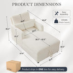 58" Oversized Chaise Lounge Chair with Storage, Chenille Beige