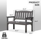 Psilvam 2-Person Outdoor Memorial Bench, All-Weather Poly Lumber Garden Bench, Rot-Resistant Outdoor Patio Bench for Park,Porch,and Church(Grey)