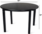 Modern 42 Inch Round Dining Table, Black Finish Solid Rubberwood