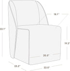 Watson & Whitely Upholstered Dining Chairs with Casters Set of 2, Armless Modern Rolling Dining Chairs with Removable Rollers, Fabric Dining Room Chairs for Bedroom, Living Room, Reading, Linen