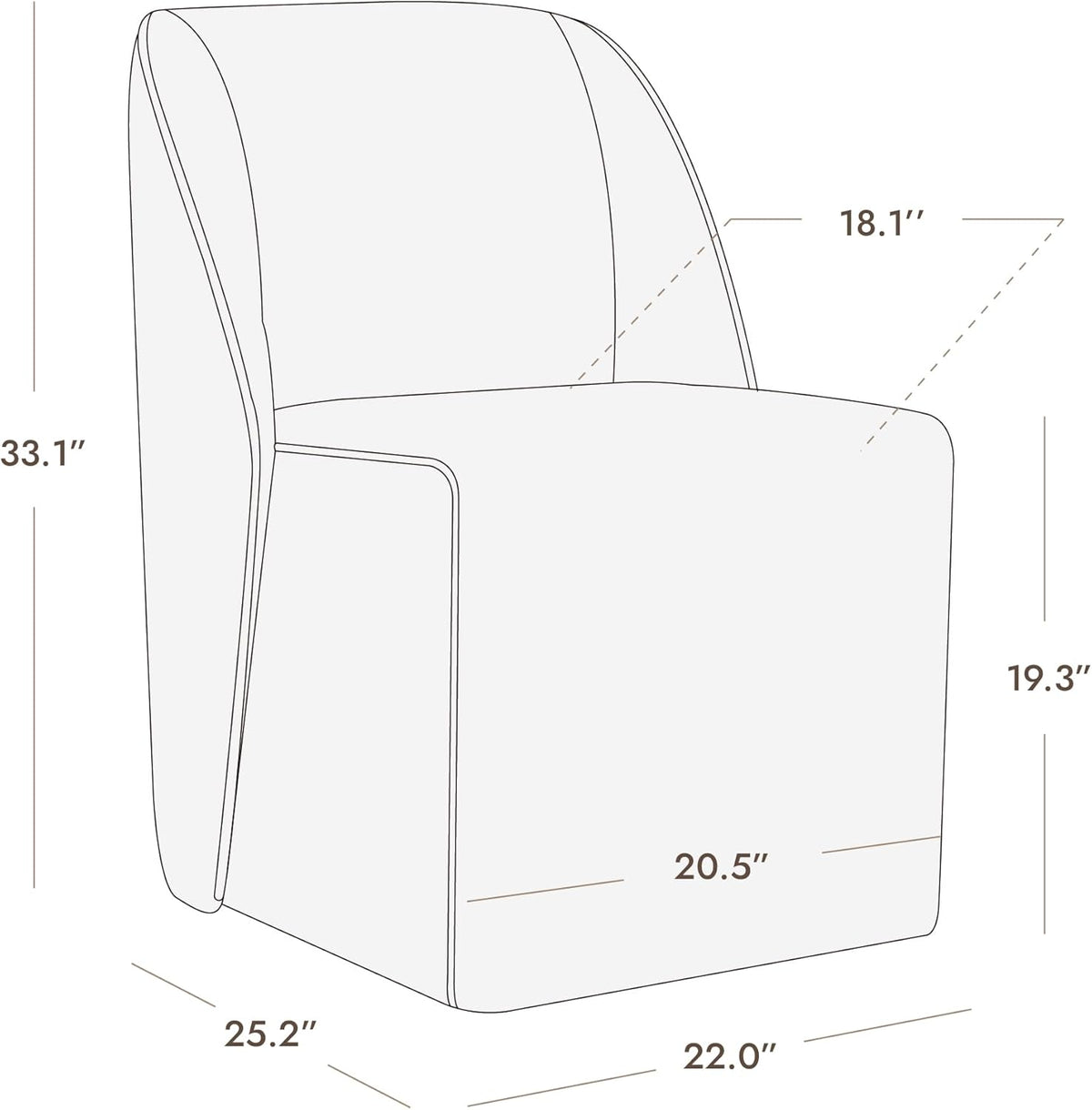 Watson & Whitely Upholstered Dining Chairs with Casters Set of 2, Armless Modern Rolling Dining Chairs with Removable Rollers, Fabric Dining Room Chairs for Bedroom, Living Room, Reading, Linen