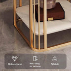 BK&MF Modern Small End Table with Metal Frame,Mobile 2 Tier Sofa Table Living Room Accent Table Narrow Bedside Storage Shelf for Bedroom, Small Spaces,D,80x40x55cm(31x16x22inch)