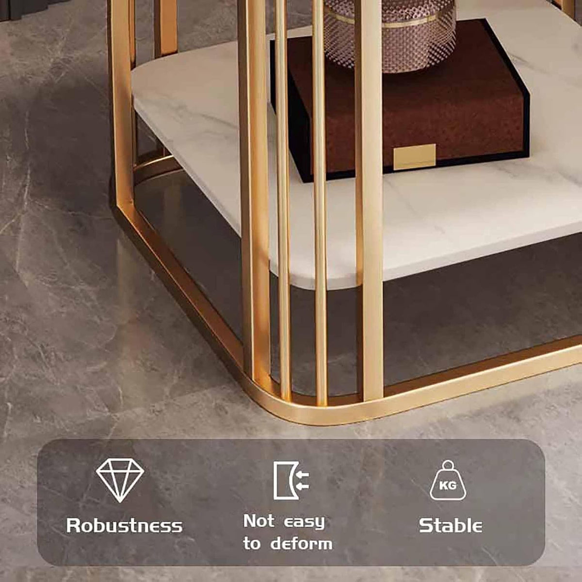 BK&MF Modern Small End Table with Metal Frame,Mobile 2 Tier Sofa Table Living Room Accent Table Narrow Bedside Storage Shelf for Bedroom, Small Spaces,D,80x40x55cm(31x16x22inch)