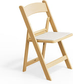 VINGLI Resin Folding Chairs with Cushion, Foldable Plastic Chair with Comfortable Padded Seats, Perfect for Event Party Indoor Outdoor, Natural, 1 PC