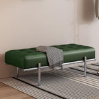 Modern Bed End Stool Shoe-Changing Bench Stainless Steel Long Leather Minimalist Bedside Entryway(Brown,Medium)