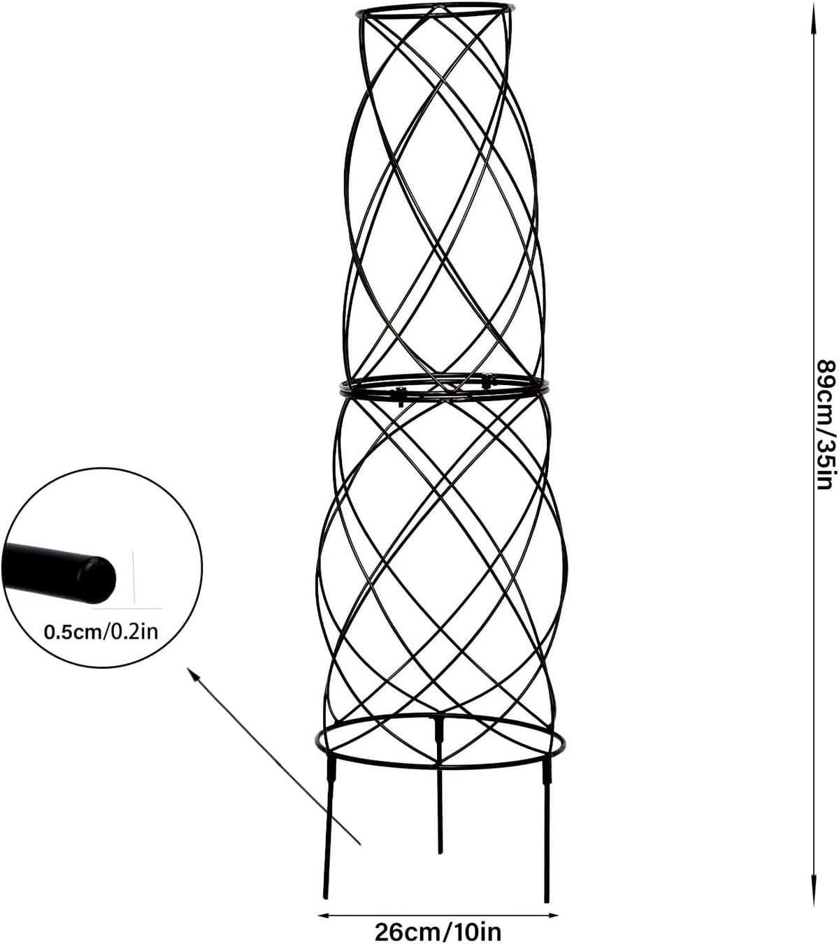 35-Inch Metal Garden Obelisk Trellis for Indoor & Outdoor Plants – Durable, Weather-Resistant Support for Climbing Vines, Roses, and Flowering Bushes – Decorative Potted Plant Structure