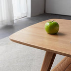 2-Tier Solid Oak Wood Coffee Table - Practical Center Table with Double Storage for Small Apartments, Living Rooms, Bedrooms, and Offices (Natural, 39.37" D x 19.69" W x 17.32" H)