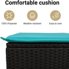vidaXL Patio Stool with Cushion, Outdoor Wicker Ottoman, Outdoor Seating Furniture for Patio Backyard Garden, Garden Stool, Black Poly Rattan