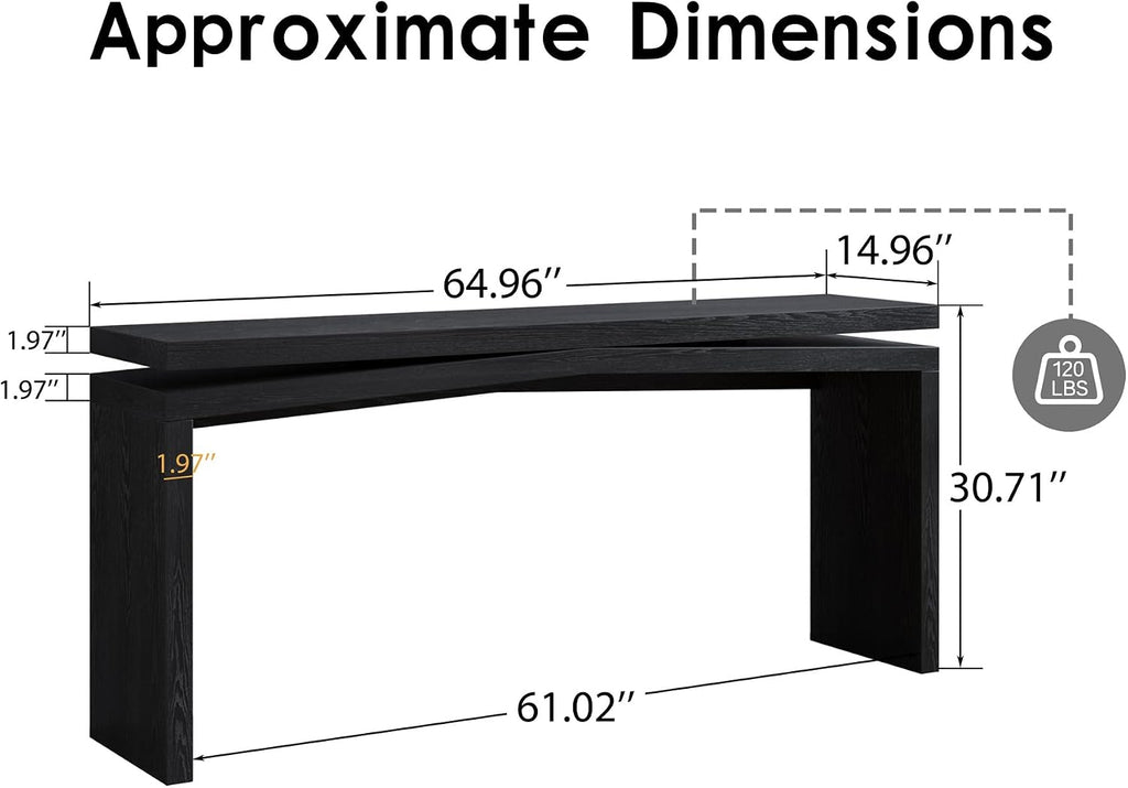 SSLine 65" Wooden Console Table Narrow Long Sofa Tables Behind Couch, Farmhouse Accent Entryway Table for Living Room Hallway Entrance Foyer (Black)