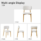 weselon Mid-Century Modern Dining Chairs Set of 4, Upholstered Velvet Dining Room Chairs with Ergonomic Curved Backrest, Wood Grain Metal Frame with Adjustable Feet (Natural Frame+Gray White Seat, 4)