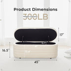 Storage Ottoman Bench End of Bed for Bedroom,45 inch Boucle Upholstered Entryway Shoe Seat Bench w/ Storage,Sherpa Modern Cute Padded Blanket Chest Stool Foot Rest for Living Room,Off-White