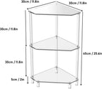 65cm / 25.6in Clear Acrylic Triangle End Table,3 Tier Acrylic Corner Side Table with Tempered Glass Shelfr,for Living Room Bedroom, Corner Display Rack Storage