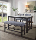 BOWERY HILL Transitional Counter Height Bench, 48" L x 14" W x 25" H, Upholstered Fabric Seat, Weathered Espresso Finish, Foam-Padded Seating, Rectangular Design, Wooden Legs, Dining Room Furniture