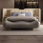 Modern High-end Wavy Bedroom Bed End Stool with Backrest Spring Bedside Couch Sofa Long Bench Entryway(Gris)
