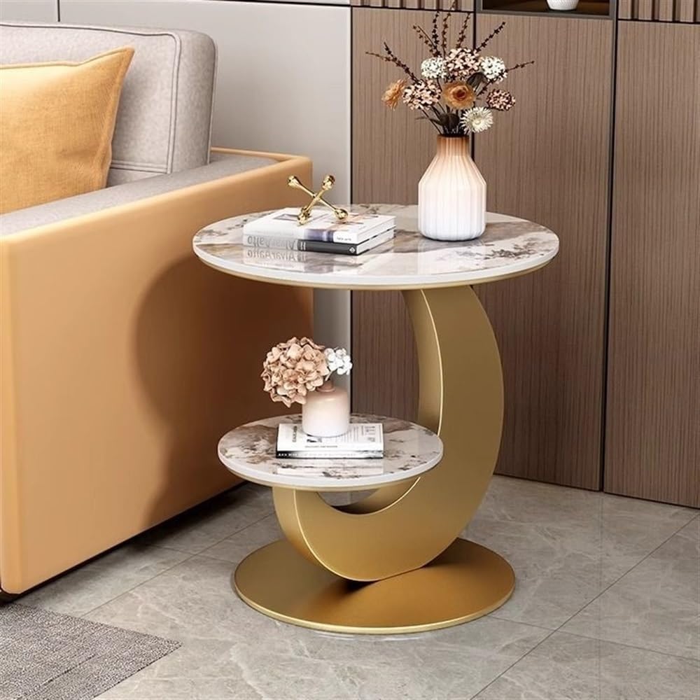 Side Tables Living Room, Corner Table, Bed Side Table, Accent Tables Living Room, Bedroom Side Table, Bedroom Couch for Small Rooms End Table(Gold,50cm-19.7in)